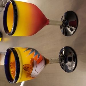 2 piece painted Spanish themed glasses